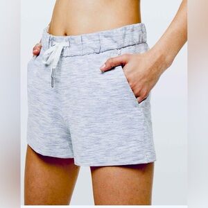 Lululemon On The Fly Short, 2.5”, Gray/white stripes, Women’s size 6